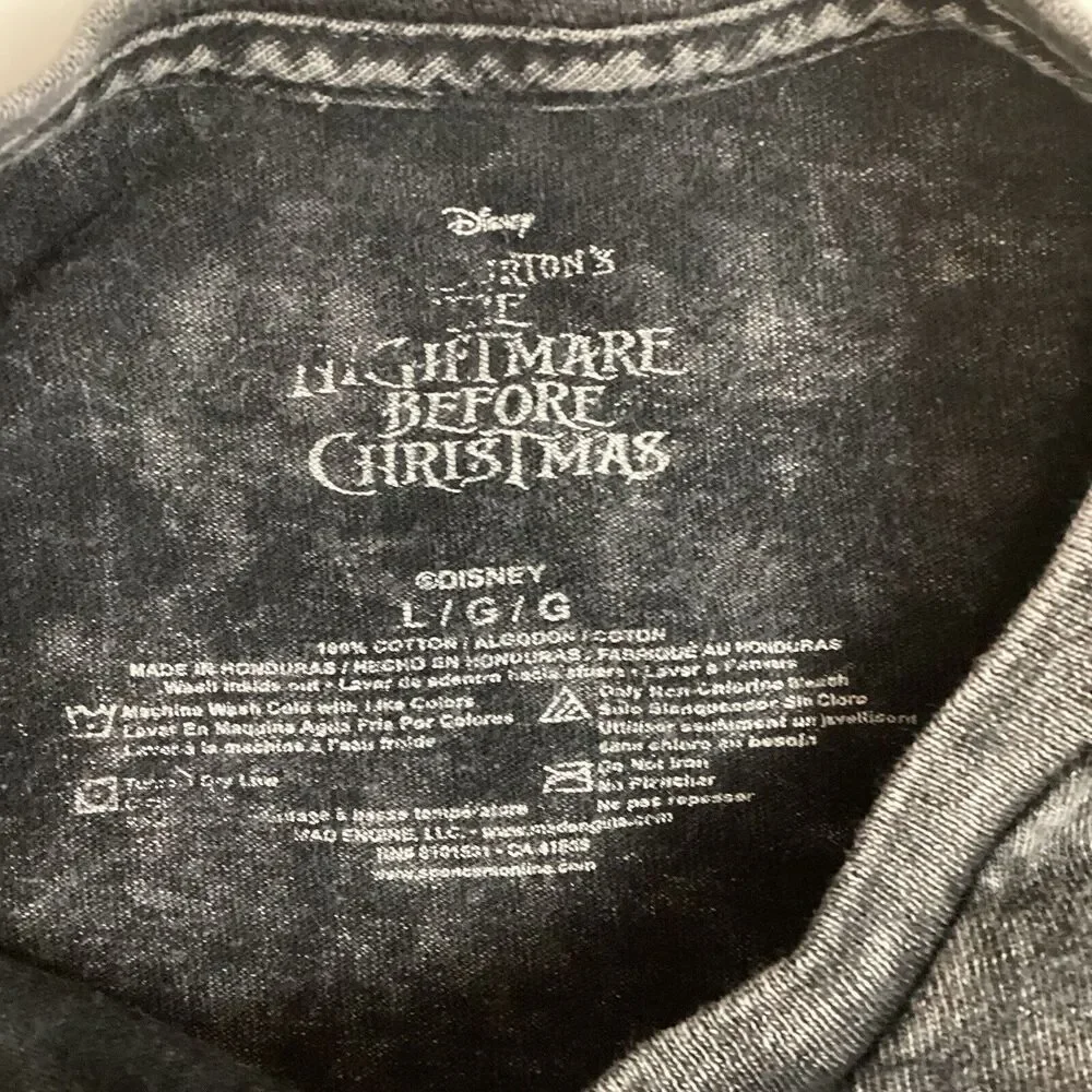 Disney Nightmare Before Christmas-Womens LG-Heather Gray Long-Sleeve-100% Cotton - Picture 5 of 11